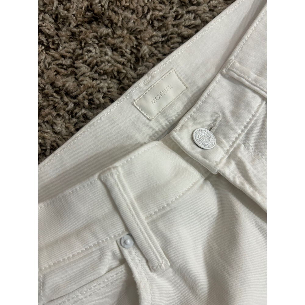 MOTHER Cha Cha Fray White Flare Jeans Raw Hem Frayed Denim Size 26 - Picture 7 of 9